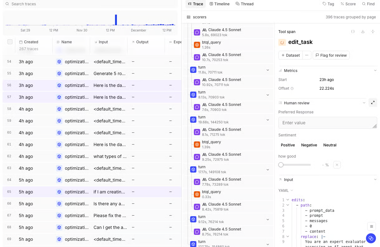 Braintrust logs